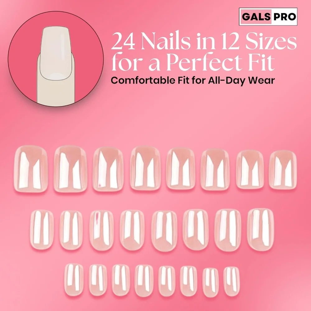 Nude Chrome Short Square Press On Nails